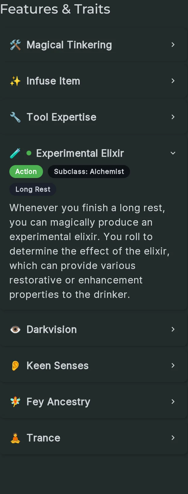 Features and traits with an expanded Experimental Elixir feature.